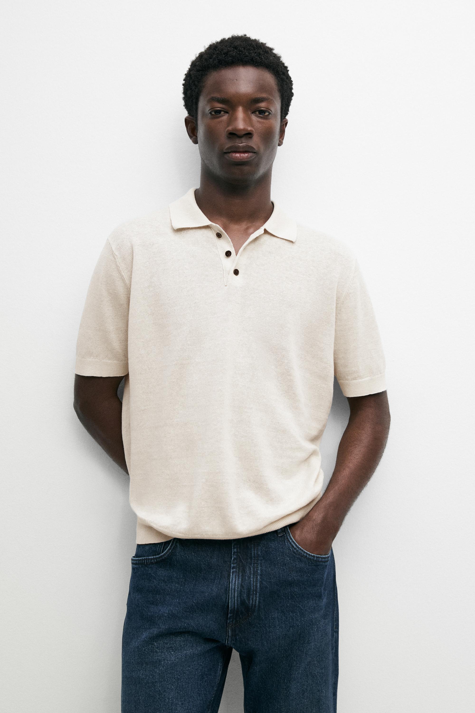 Pull en maille 100 % lin à manches courtes
